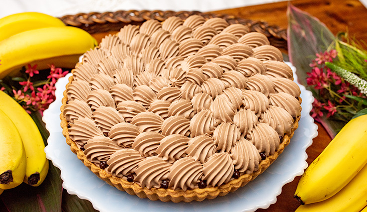 マカダミアチョコレートとバナナのタルト